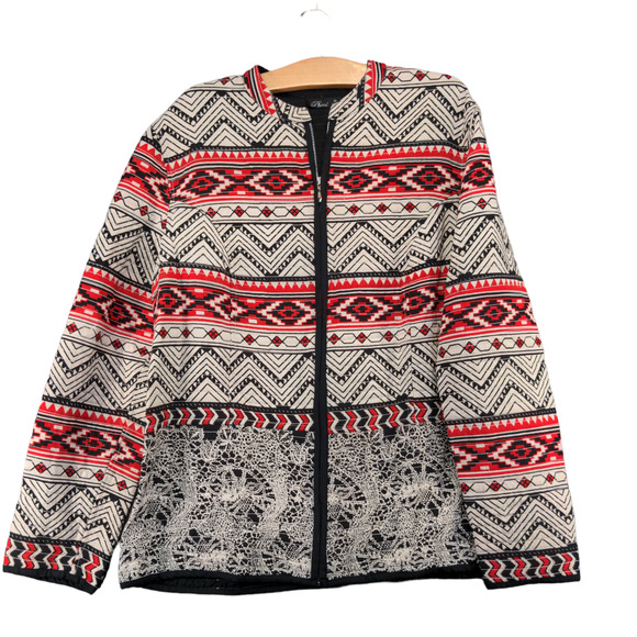 Phool Womens Full Zip Aztec Print Jacket 18 Long Sleeve Multi 100% Rayon - Picture 1 of 12